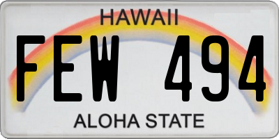 HI license plate FEW494