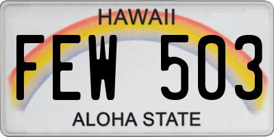 HI license plate FEW503