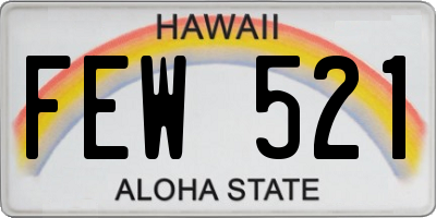 HI license plate FEW521
