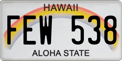 HI license plate FEW538