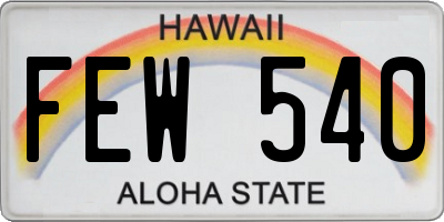 HI license plate FEW540