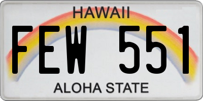HI license plate FEW551