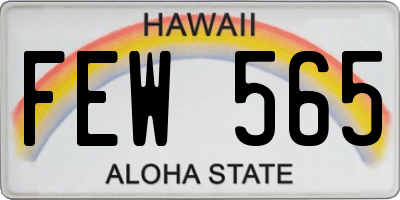 HI license plate FEW565
