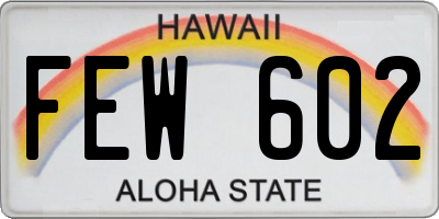 HI license plate FEW602