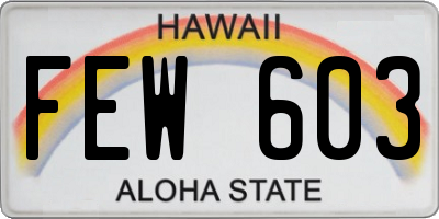 HI license plate FEW603