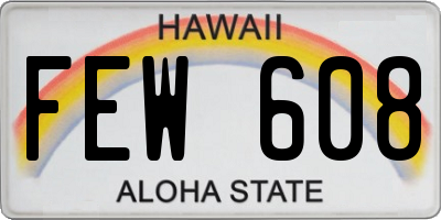 HI license plate FEW608