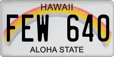 HI license plate FEW640