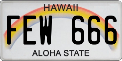 HI license plate FEW666