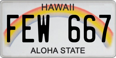 HI license plate FEW667