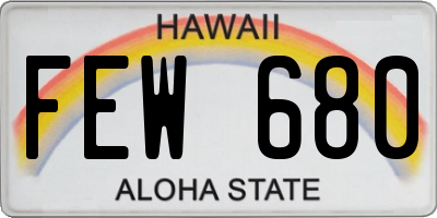 HI license plate FEW680