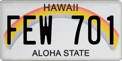 HI license plate FEW701