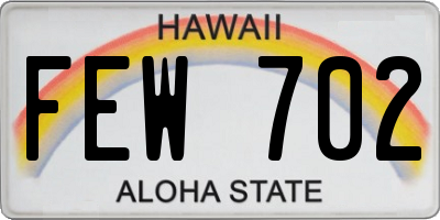 HI license plate FEW702