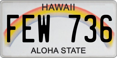 HI license plate FEW736