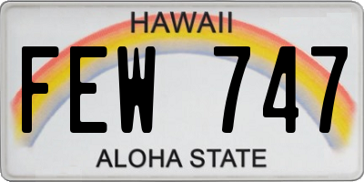 HI license plate FEW747