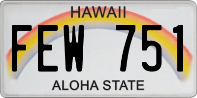 HI license plate FEW751