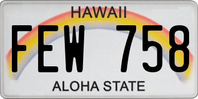 HI license plate FEW758