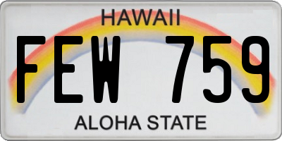 HI license plate FEW759