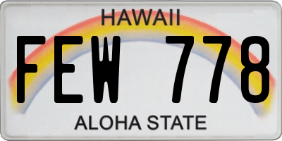 HI license plate FEW778