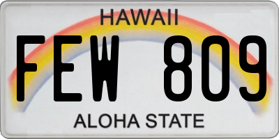 HI license plate FEW809