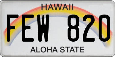 HI license plate FEW820