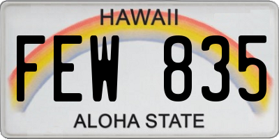 HI license plate FEW835
