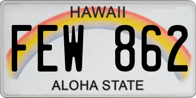 HI license plate FEW862