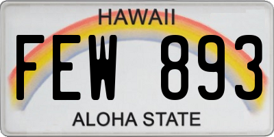 HI license plate FEW893