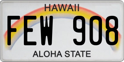 HI license plate FEW908