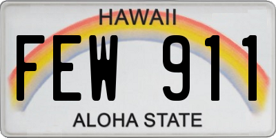 HI license plate FEW911