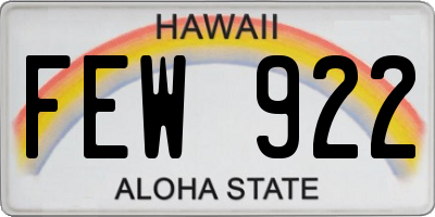 HI license plate FEW922