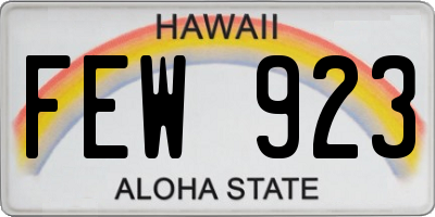 HI license plate FEW923