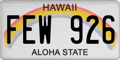 HI license plate FEW926