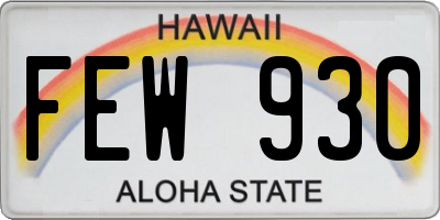 HI license plate FEW930
