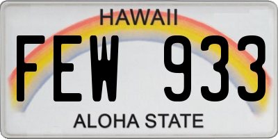 HI license plate FEW933