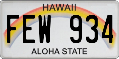 HI license plate FEW934