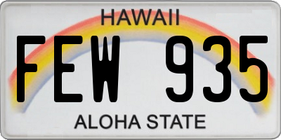 HI license plate FEW935