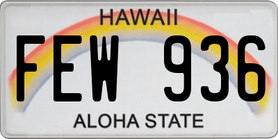 HI license plate FEW936