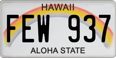 HI license plate FEW937