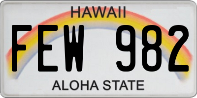 HI license plate FEW982