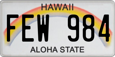 HI license plate FEW984