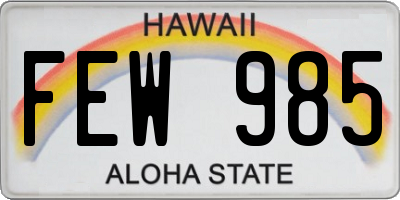 HI license plate FEW985