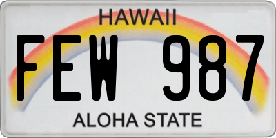 HI license plate FEW987