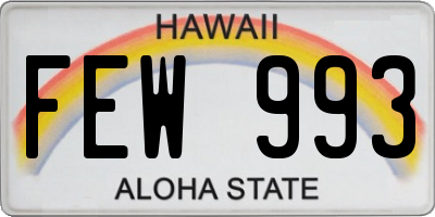 HI license plate FEW993