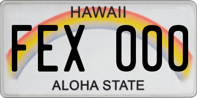 HI license plate FEX000