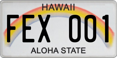 HI license plate FEX001