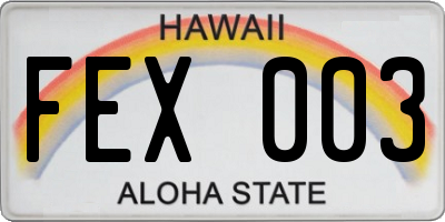 HI license plate FEX003