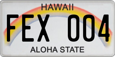 HI license plate FEX004
