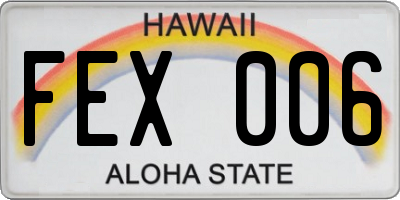 HI license plate FEX006