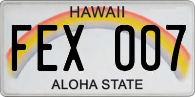 HI license plate FEX007