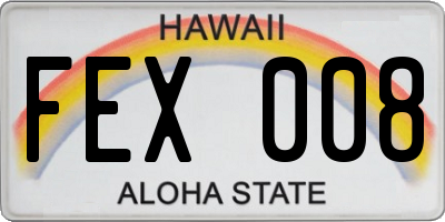 HI license plate FEX008